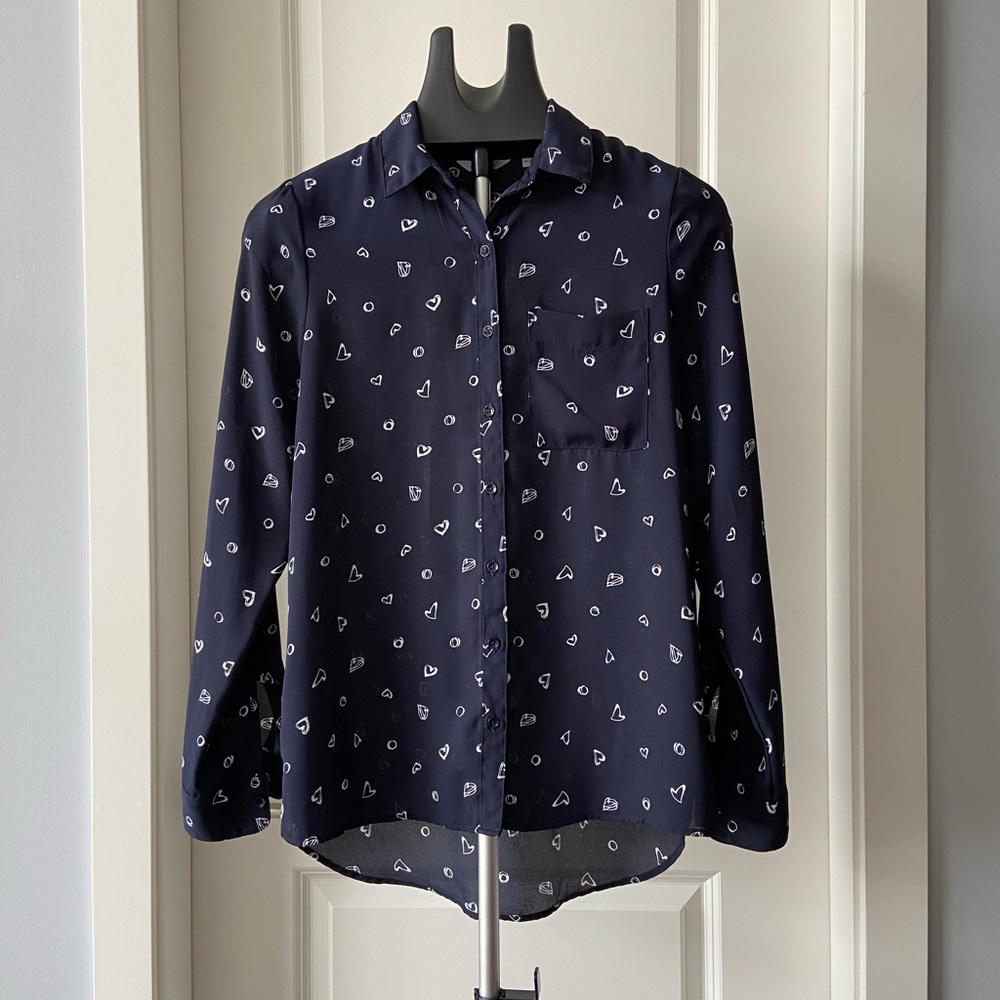 Button down print tunic shirt